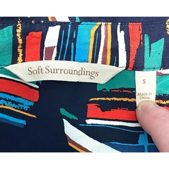 Soft Surroundings Sail Away Button Down Blouse Small Multicolor Nautical Playful - Picture 5 of 10